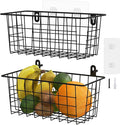 MaraFansie Hanging Kitchen Baskets Wire Storage Basket Adhesive and Screws by MakeStorageMoreFun