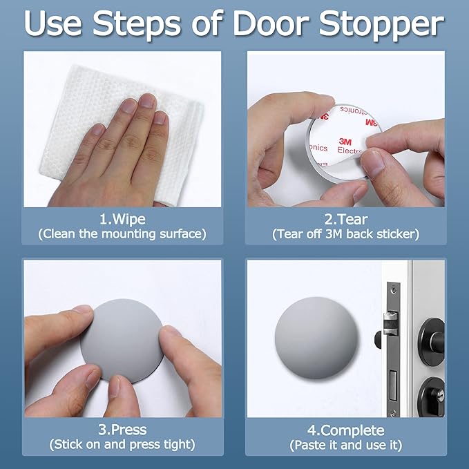 XoYoZo Door Stoppers Wall Protector Buffer Guard Doorknob Door Handle Bumper - Image 3