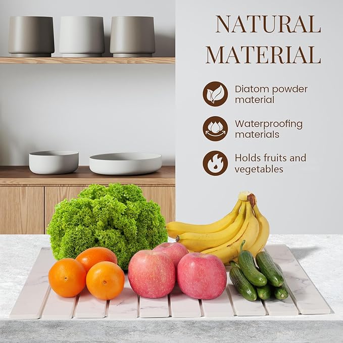 Large Stone Dish Drying Mats for Kitchen Counter 16"×12" Foldable Quick Dry - Image 4