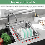 Large Dish Drainer Rack in Sink Adjustable, Expandable 304 Stainless Steel - Image 4