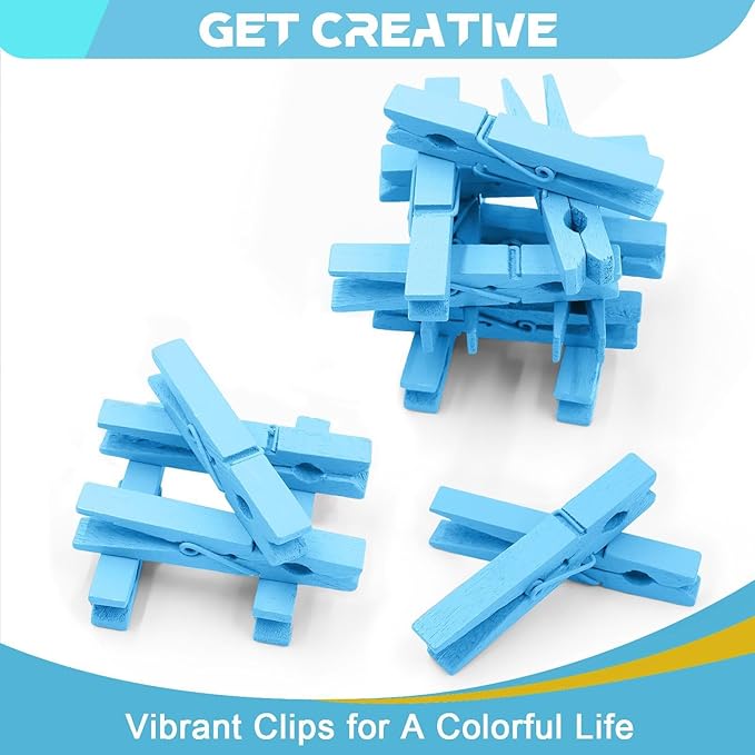 100 Pack Clothes Pins Wooden, 2.9 Inch Colored Clothespins Wood, Close Pins - Image 5