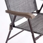 Giantex Set of 2 Patio Folding Chairs, Outdoor Patio Dining Chairs w/Armrest, Sling Back, Metal Frame, Outside Use for Lawn Camping Garden Pool Beach Yard Lounge, No Assembly, Grey - Image 9