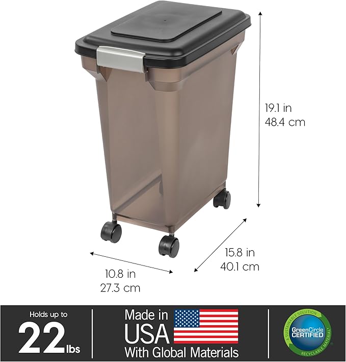 IRIS USA Airtight Dog Food Storage Container, WeatherPro, Removable Wheels - Image 3