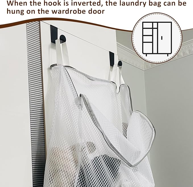 Hanging Washable Laundry Hamper, Over Door Mesh Laundry Bag - Image 6