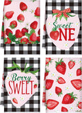 Bencailor 4 Pcs Strawberry Kitchen Towels Spring Berry Hand Dish Towels by Bencailor