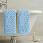 Artoid Mode 2 Pcs Light Blue 3D Diamond Grid Jacquard Hand Towels - Image 4