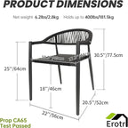 4 Pcs Stackable Patio Dining Chairs, Aluminum Rattan Outdoor Dining Chair with Arms, Woven Rope Garden Armchair Metal No Assembly for Bistro Balcony Porch Deck Yard Cafe Restaurant, Black - Image 3