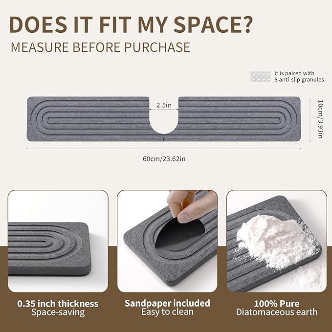 Faucet Mat for Kitchen Sink, Diatomite Stone Drying Sink Protectors, Bathroom - Image 2
