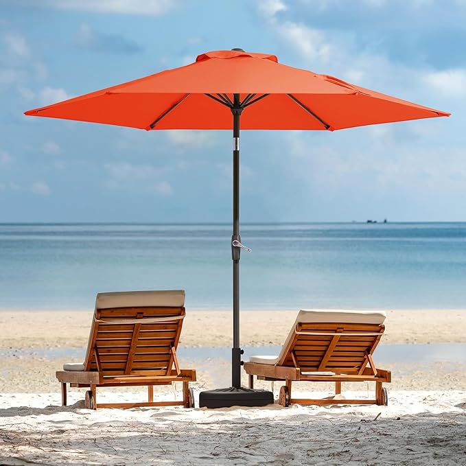 JEAREY 7.5FT Patio Umbrella Market Table Umbrella with 6 Sturdy Ribs, Push Button Tilt/Crank Outdoor Umbrella for Garden, Deck, Backyard, Pool and Beach,Orange - Image 6