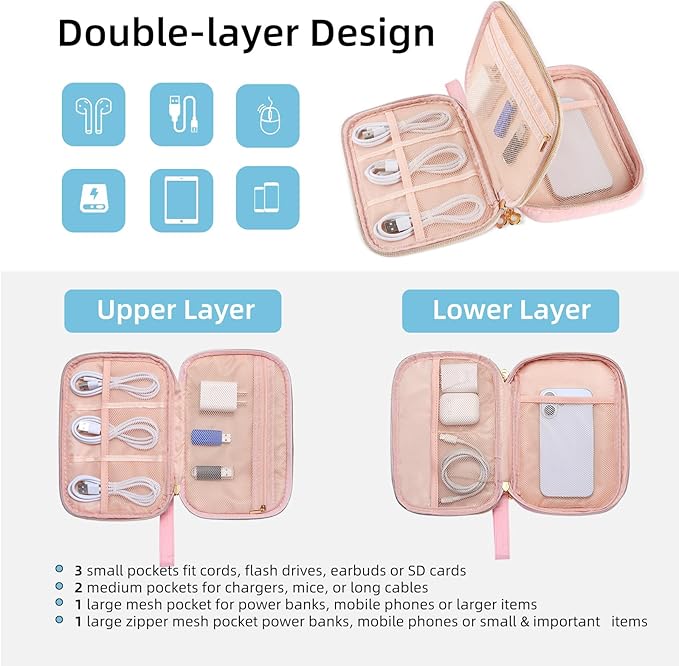 Electronics Organizer Travel Case, Charger Bag Cord Organizer Travel, Compact - Image 2