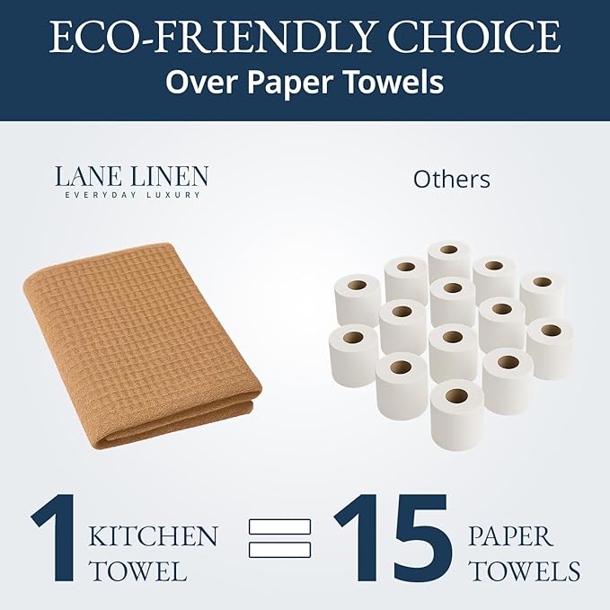LANE LINEN Kitchen Towels & Dishcloths Set of 12-100% Cotton, Quick-Drying 18” - Image 7