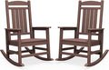 SERWALL HDPE Outdoor Rocking Chair Set of 2, Oversized Patio Rocking Chairs, All-Weather Porch Rockers for Adults, Coffee by SERWALL