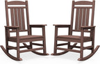 SERWALL HDPE Outdoor Rocking Chair Set of 2, Oversized Patio Rocking Chairs, All-Weather Porch Rockers for Adults, Coffee by SERWALL