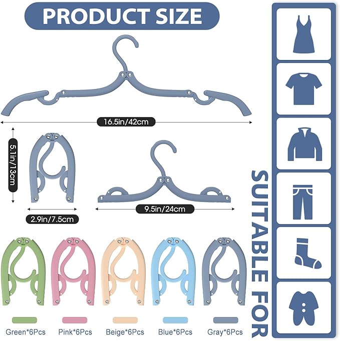 40 Pcs Travel Hangers Portable Foldable Travel Hanger Organizer, Plastic Cruise - Image 2