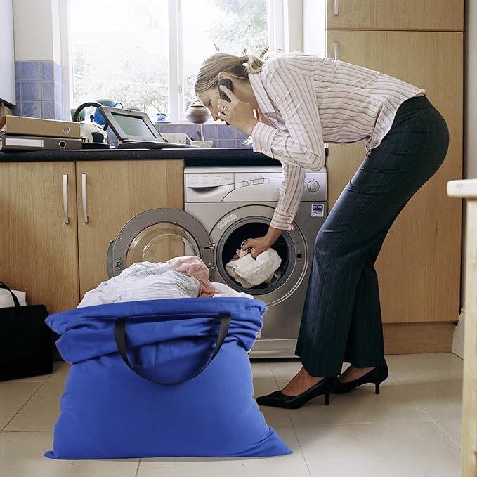 Cotton Canvas Laundry Bag with Handles & Drawstring Straps, Heavy Duty Extra - Image 6