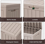 ROJIK Outdoor Storage Housing Deck Box - Waterproof Patio Furniture, Garden Tools, Cushions, Pool Accessories Storage Bench with Lockable Lid and Side Handles (Grey, 45 Gal) - Image 5