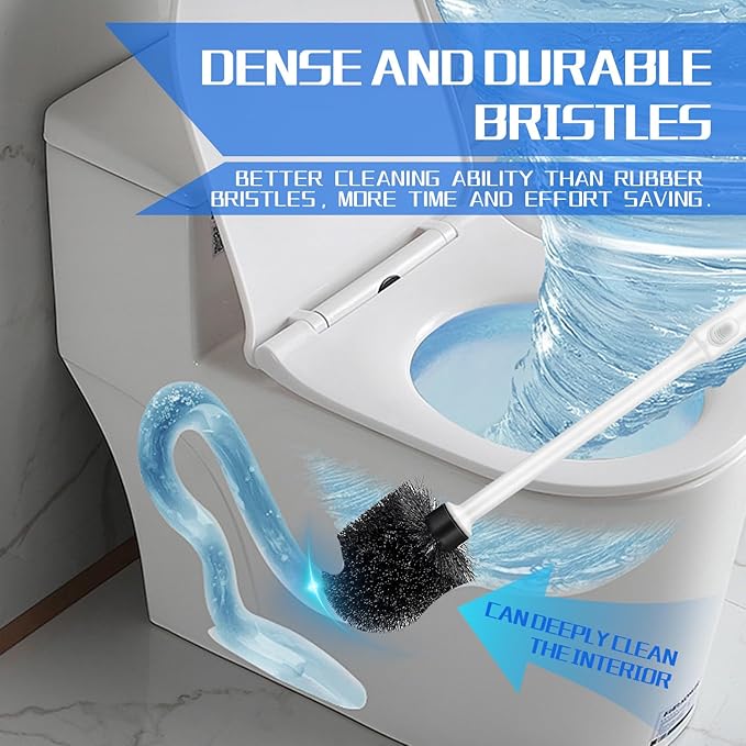 Toilet Brush and Holder Set, 4 Pack Long Handle Non-Slip Grip Toilet Bowl Brush​ - Image 5