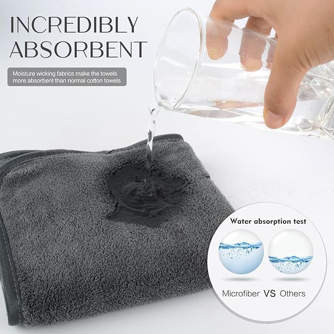 KinHwa Microfiber Hand Towels for Bathroom Soft and Absorbent Face Towels Grey - Image 5