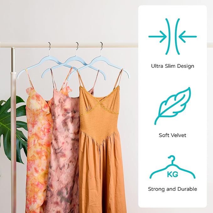 Velvet Hangers 50 Pack – Slim Non-Slip Flocked Clothes Hangers - Image 3