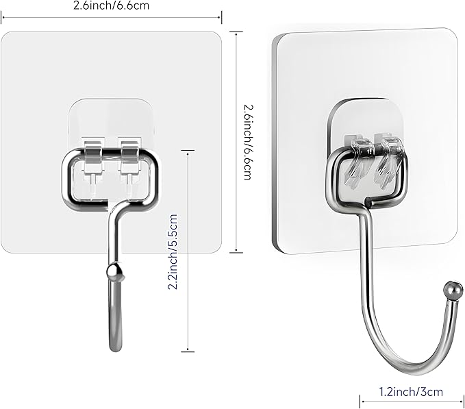 20 Pack Large Sticky Hooks for Hanging Heavy Duty, Wall Hooks Adhesive - Image 2