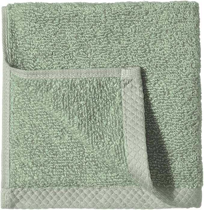 Amazon basics cotton washcloths, Lightweight quick-dry, seafoam green - Image 2