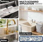 2 Pcs Kitchen Sink Splash Guard Faucet Mats Vintage Porcelain Flowers and Birds - Image 7