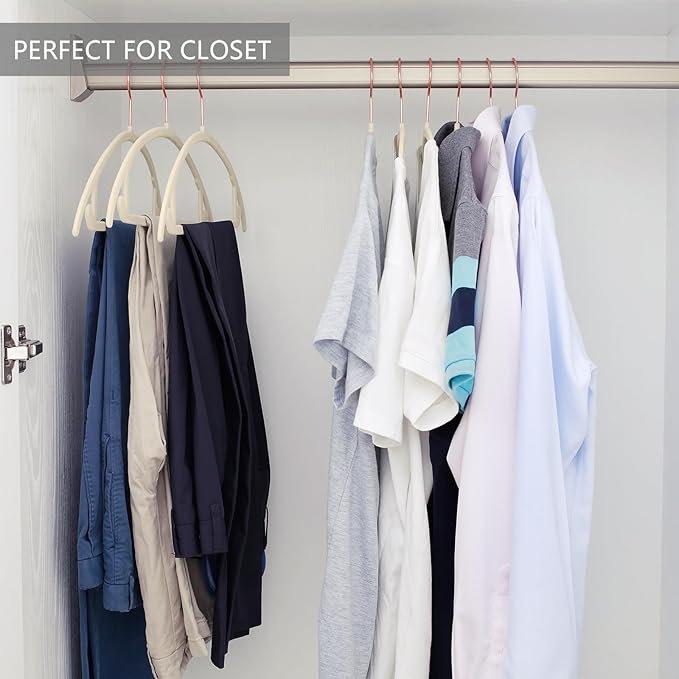 MIZGI Premium Velvet Hangers 60 Pack Heavyduty- Non Slip No Shoulder Bump Suit - Image 7