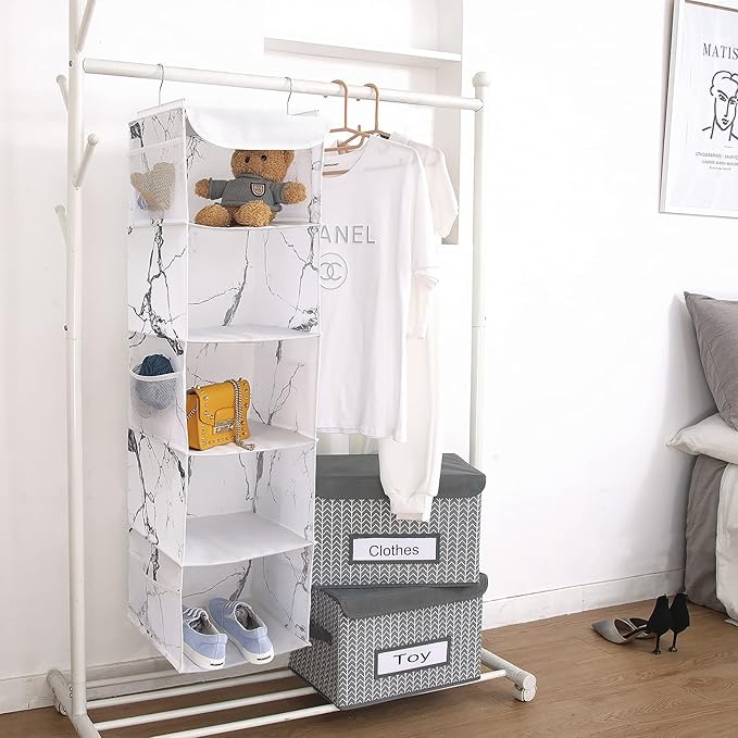 5 Shelves Hanging Closet Organizer, 2 Pack Hanging Storage - Image 2