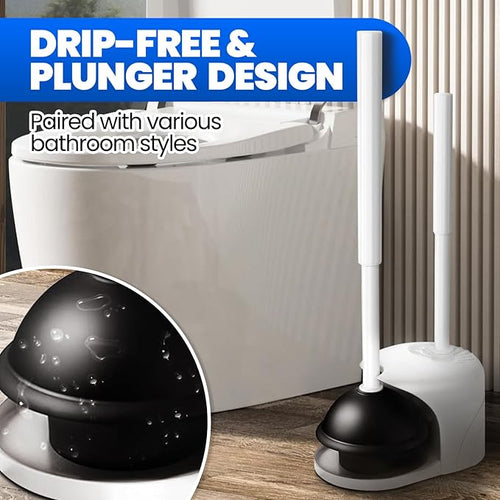 2 in 1 Toilet Brush and Plunger Set, Extended Handle Plunger, Toilet Bowl Brush - Image 2