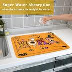 Orange Dish Drying Mat for Kitchen Counter Large Absorbent Resistant Drainer - Image 7