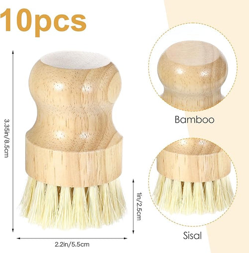 10 Pack Bamboo Dish Brush Set, Natural Dish Scrub Brush - Image 2