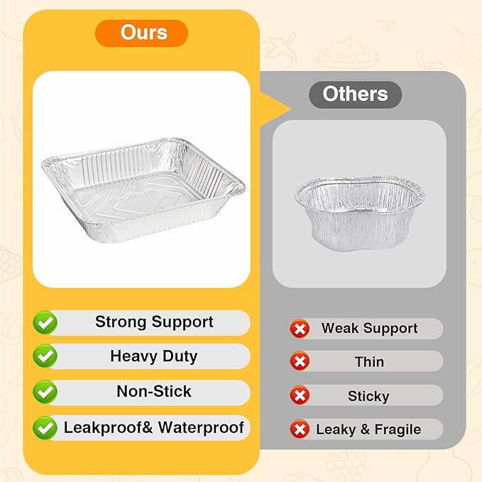 Gladify Aluminum Foil Pans 9x13 Disposable Baking Pans 30 Pack Heavy Duty Half - Image 3