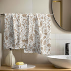 Spring Floral Hand Towels for Bathroom Set of 2 Brown White Flower Leaves - Image 6