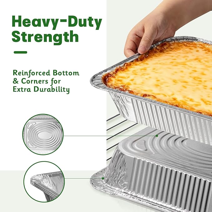 9x13 Aluminum Pans, Extra Heavy Duty Half Size Disposable Aluminum Foil Pans - Image 3