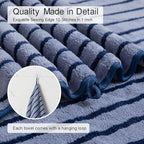Oliven 4 Piece Navy Cabana Stripe Large Bath Towels Oversized Bath Sheet Super - Image 6