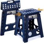 Delxo 16 Inch Folding Step Stool,Foldable Stool for Adults,Portable Collapsible Plastic Stepstool,Non Slip Folding Stools for Kitchen Bathroom Bedroom Up to 400LBS,(Royal Blue 1PC) by Delxo