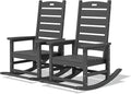 SERWALL Outdoor Rocking Chair Set of 2, Oversized Rocking Chair with Footboard for Adults, HDPE All Weather Resistant Rocking Chairs for Patio, 350lbs Weight Capacity, Gray by SERWALL