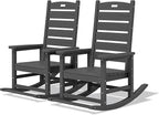 SERWALL Outdoor Rocking Chair Set of 2, Oversized Rocking Chair with Footboard for Adults, HDPE All Weather Resistant Rocking Chairs for Patio, 350lbs Weight Capacity, Gray by SERWALL