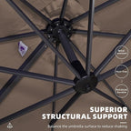 PURPLE LEAF 10' X 13' Square Cantilever Umbrella Patio Umbrella with Base Outdoor Umbrella Aluminum Offset with 360-degree Rotation for Garden Deck Pool Patio Taupe - Image 7