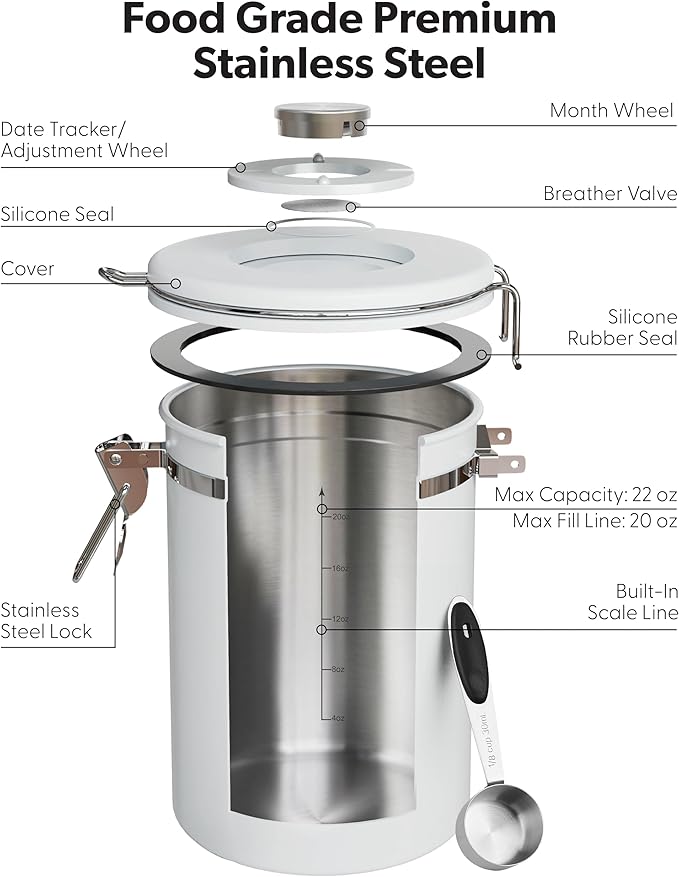 Veken Coffee Canister with Window, Easter Gifts Airtight Stainless Steel - Image 7