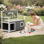 VINGLI Outdoor Storage Bench with Built-in Dog House, 2-in-1 Outdoor Waterproof Patio Bench with Pet Kennel for Patio Backyard Porch (Gray) - Image 9