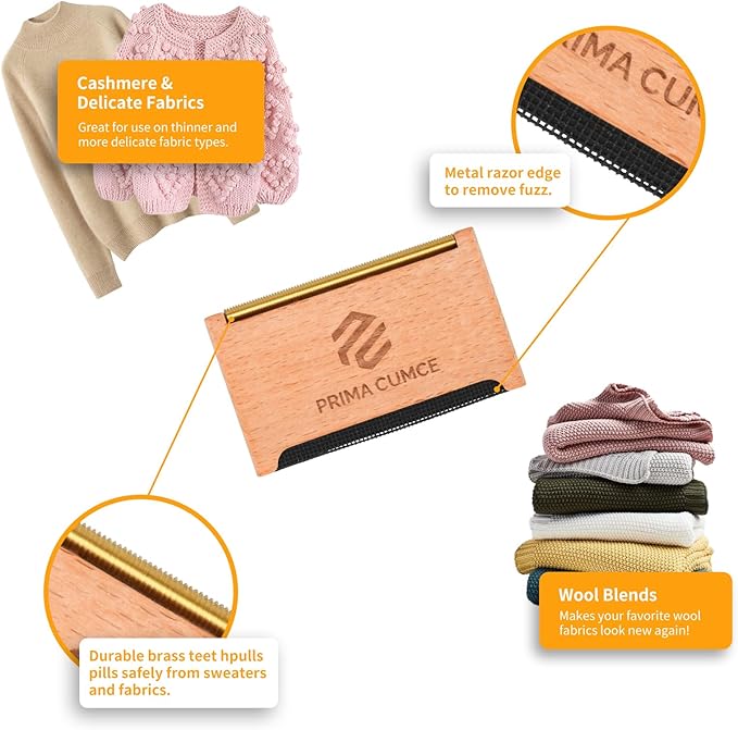 Wooden Cashmere Comb for Knits, Wool & Delicate Fabrics – Manual Fabric Shaver - Image 6