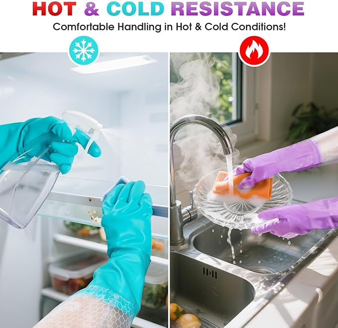 Elgood Reusable Long Dishwashing Cleaning Gloves - Image 4
