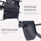 EVER ADVANCED Oversized Folding Rocking Camping Chair, Padded Portable Rocker Chairs for Patio, Lawn and Outdoors, Heavy Duty Hard Armchair for Adults Supports 400lbs, Black - Image 6