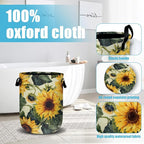 Retro Sunflower Laundry Basket, Floral Laundry Hamper Collapsible Oxford Cloth - Image 4