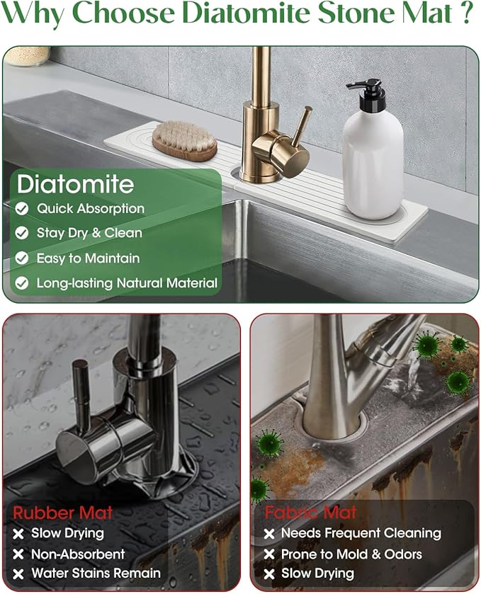 Stone Drying Mat for Kitchen Faucet: Diatomite Stone Drying Tray - Image 5
