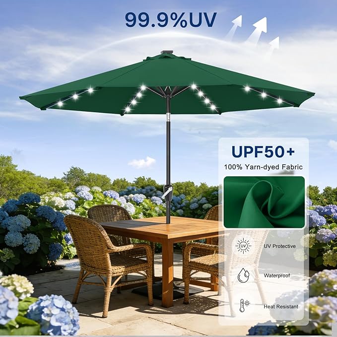 ABCCANOPY 10FT Durable Solar Led Patio Umbrellas with 32LED Lights (Green) - Image 5