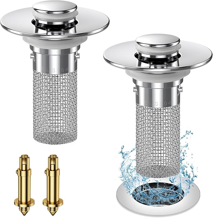 2024 New Pop Up Bathroom Sink Drain Strainer Hair Catcher, Sink Drain Stopper by Unknown