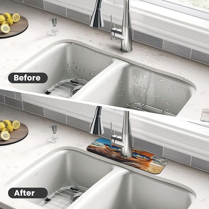 Sunshine Beach Cat Cases Kitchen sink faucet pad, strong water absorption - Image 4
