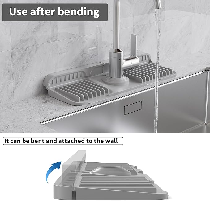 WAFT YEARN 14X5 Inch Silicone Durable Faucet Mat Kitchen Sink Splash Guard - Image 6
